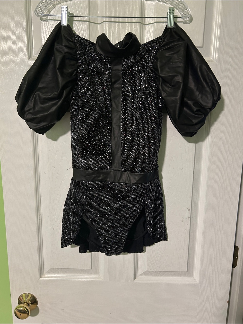 Weismann Black Sparkle Puff-Sleeve Dance Leotard